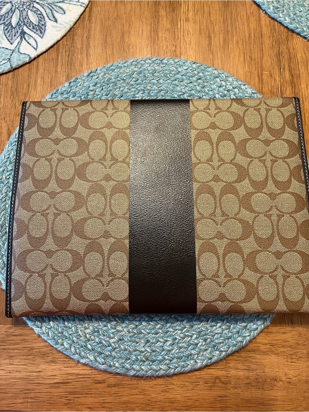 Coach Brown Logo Leather Trifold Notebook 10x12.5 - Picture 4 of 7